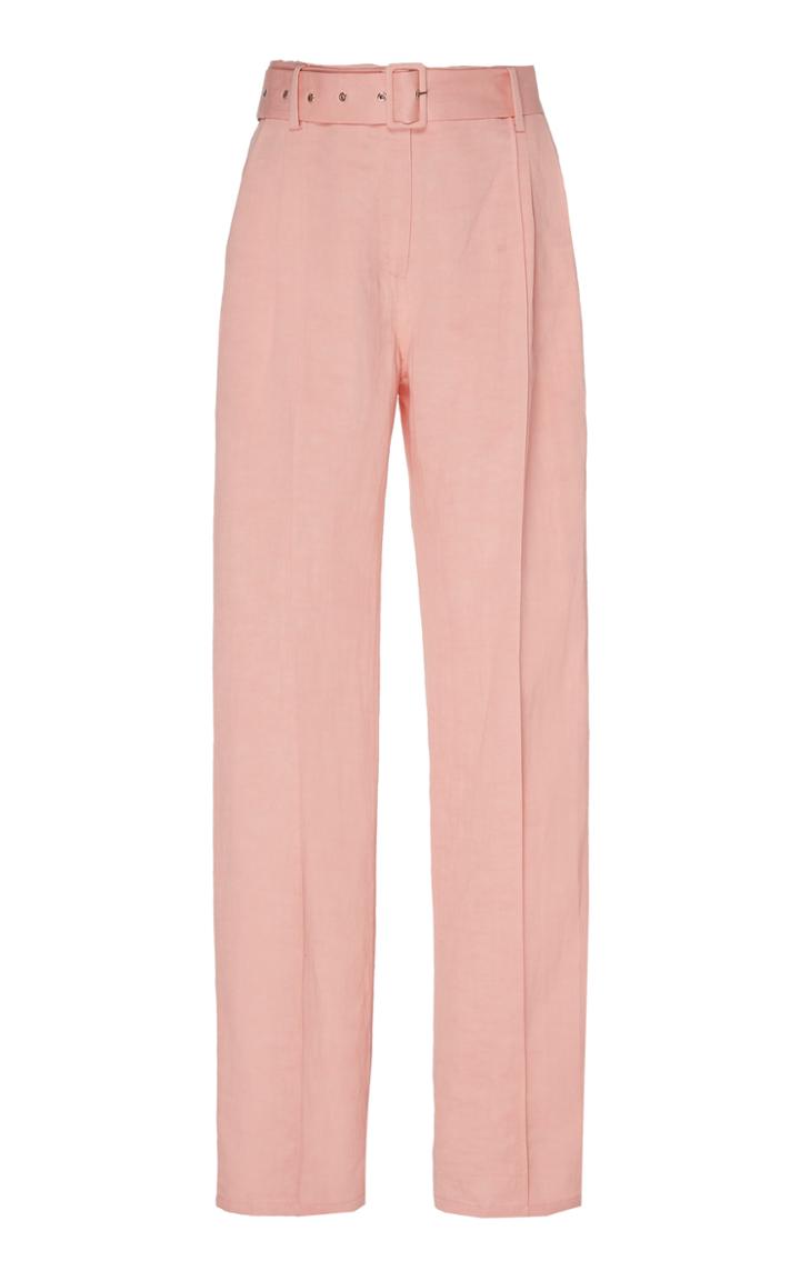 Sally Lapointe Linen Lyocell Pintuck Belted Pant