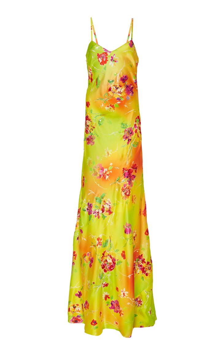 Ralph Lauren Evelyn Floral-embellished Satin Evening Dress