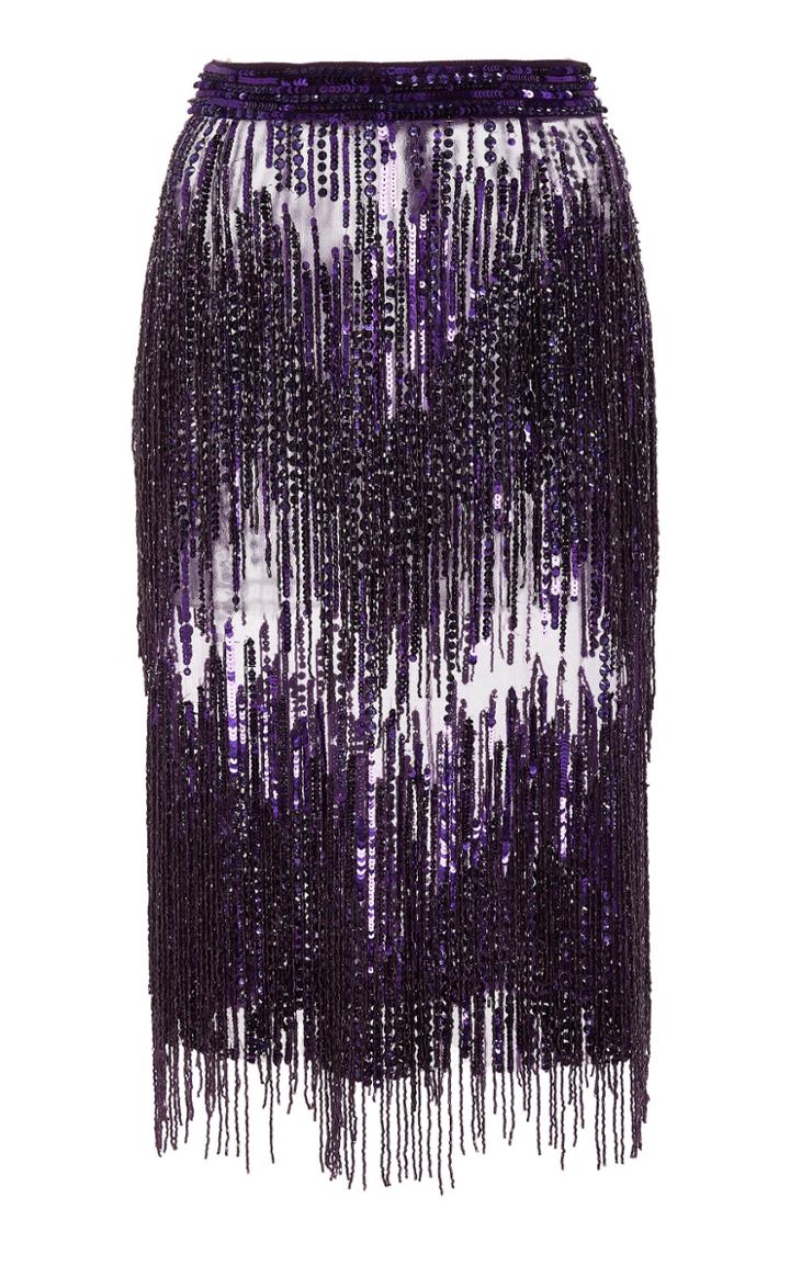 Naeem Khan Fringe Tulle Skirt
