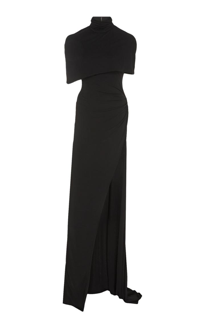 Moda Operandi Brandon Maxwell Capelet Front-slit Jersey Maxi Dress Size: 0