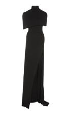 Moda Operandi Brandon Maxwell Capelet Front-slit Jersey Maxi Dress Size: 0