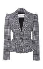 Michael Kors Collection Prince Of Wales Checked Peplum Wool Blazer
