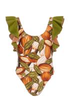 Agua De Coco Printed Ruffled One-piece Swimsuit