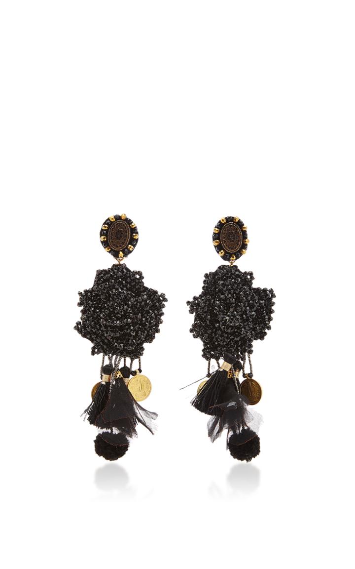Ranjana Khan Black Crystal Earrings
