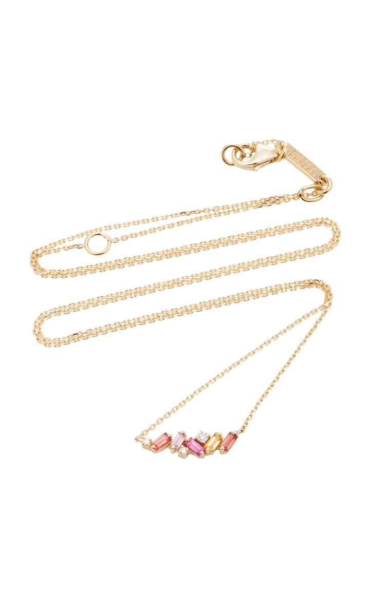Suzanne Kalan 18k Yellow Gold Diamond And Sapphire Zigzag Necklace