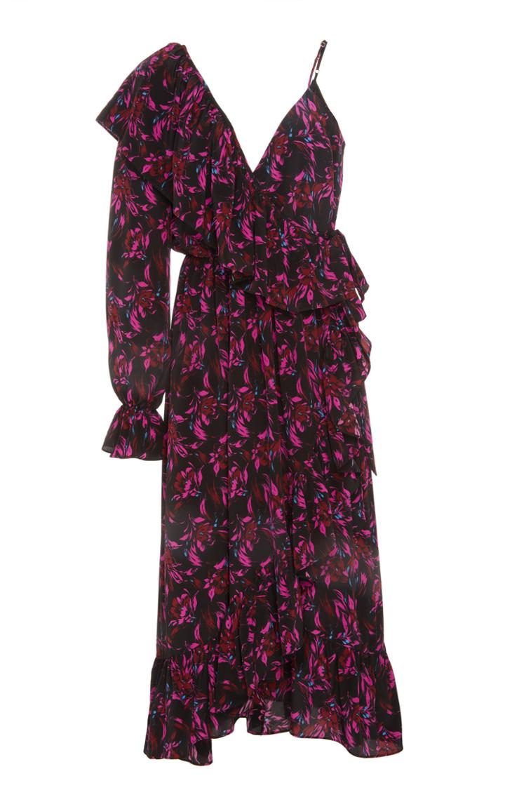 Les Reveries Asymmetrical Silk Wrap Dress