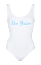 Bruna Malucelli M'o Exclusive Bay My Name Bridesmaid One Piece In White With Blue Text