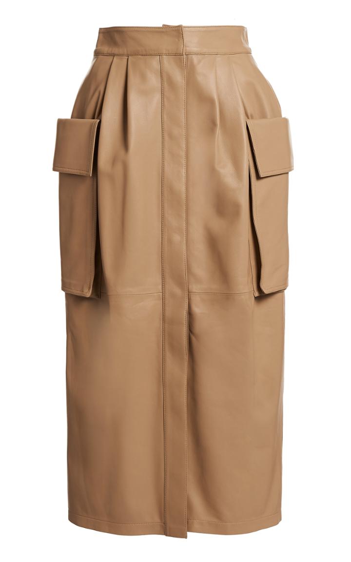 Moda Operandi Zeynep Aray High-rise Leather Cargo Skirt