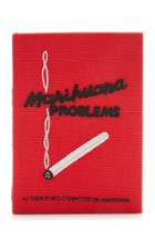 Olympia Le-tan Red Marihuana Mini Appliqud Embroidered Canvas Clutch