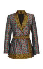 Saloni Maxima Mixed-jacquard Wrap-effect Tailored Jacket
