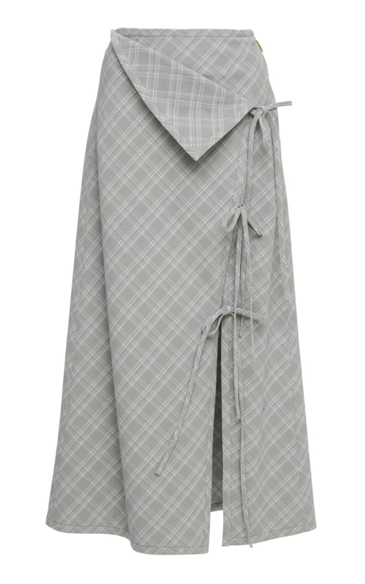 Prabal Gurung Naru Tie Front Plaid Skirt