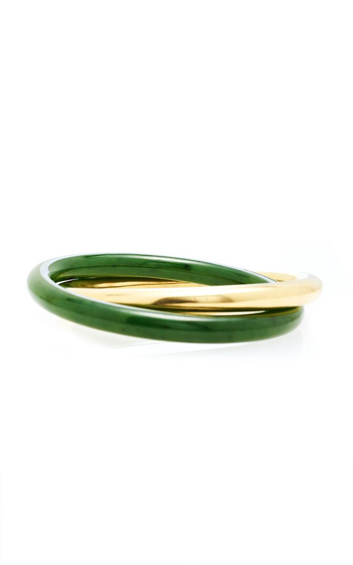 Moda Operandi Particulieres Tiffany & Co. Jade & 18k Gold Rolling Bangle Set, Circa