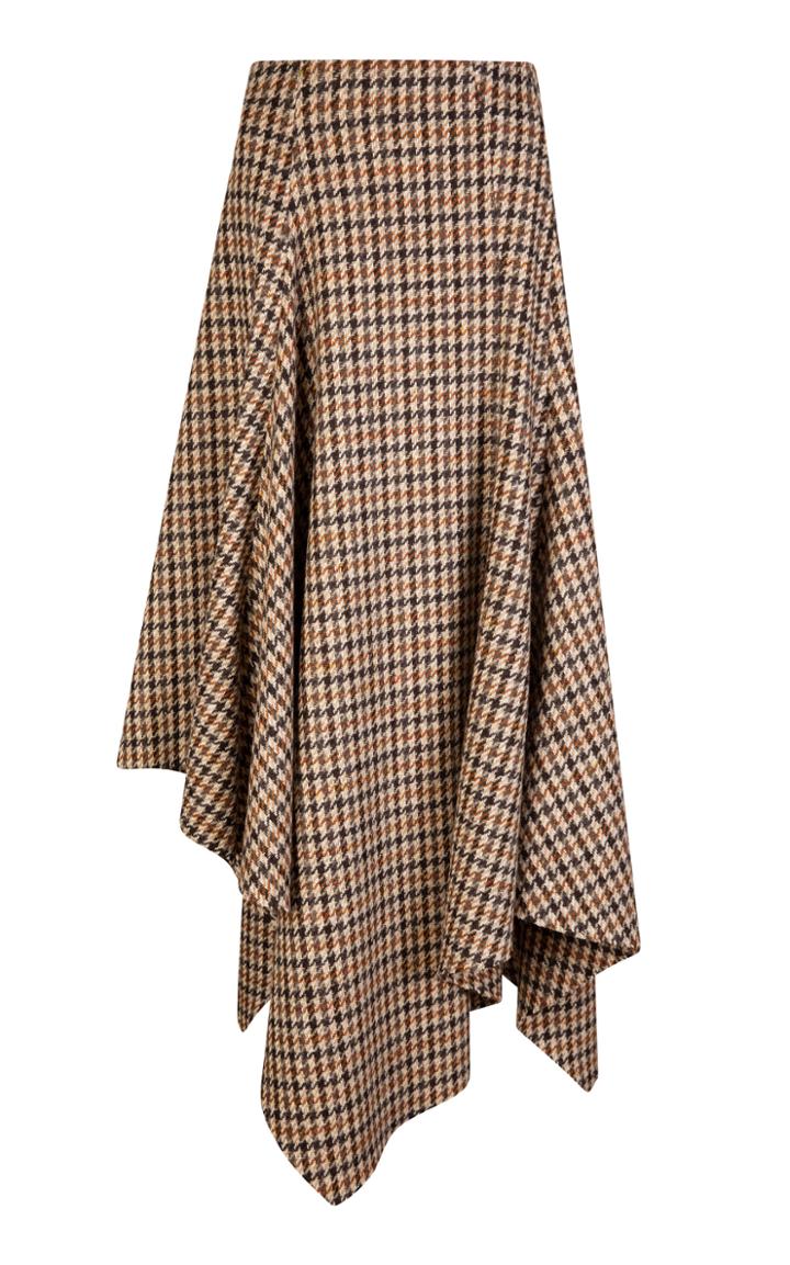 Moda Operandi Joshua Millard Oak Plaid Wool Asymmetric Maxi Skirt