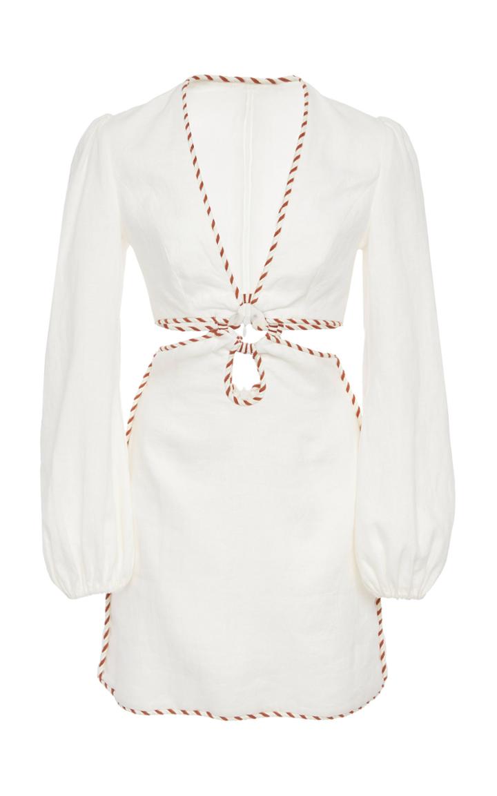 Zimmermann Braid-trimmed Cutout Linen Mini Dress