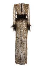 Moda Operandi Zuhair Murad Golden Sequined Tulle Gown