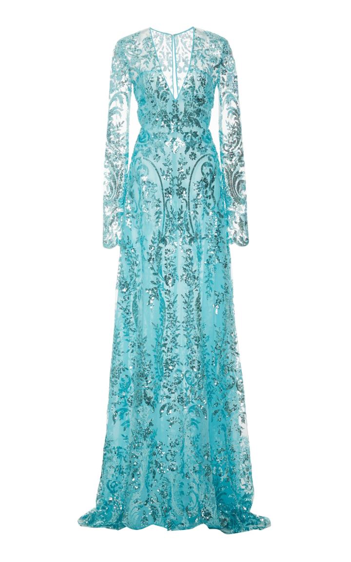 Moda Operandi Naeem Khan Sequin Embellished Printed Gown Size: 2