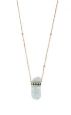 Moda Operandi Jacquie Aiche 14k Yellow Gold Aquamarine Crystal Smooth Bar Necklace