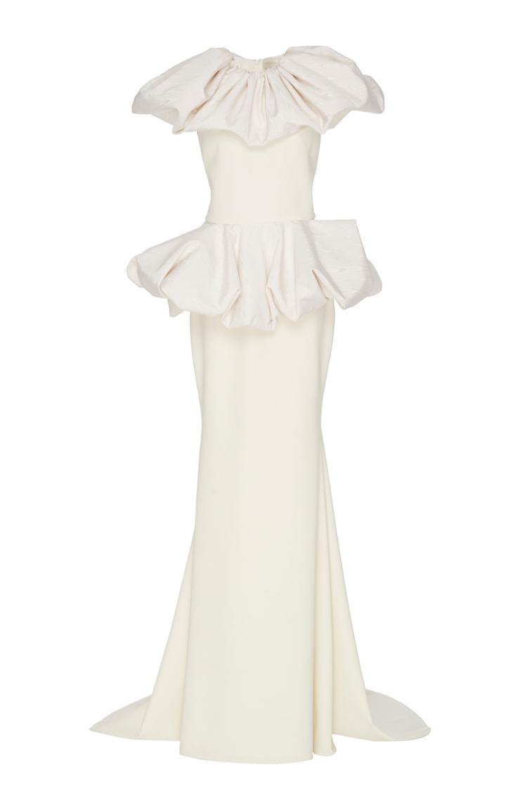Christian Siriano Astral Plane Ivory Moire Sculpted Moon Gown