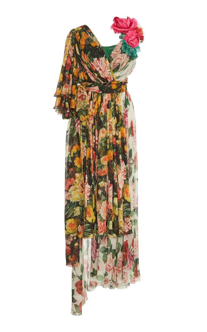 Dolce & Gabbana Mixed Floral Chiffon Maxi Dress