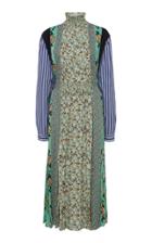 Prada Contrast Smocked Midi Dress