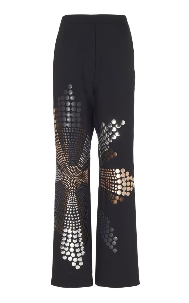 Ellery Metalic Embellished Crepe Straight-leg Pant