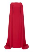 Carolina Herrera Bateau Neck Sheath Cape Gown