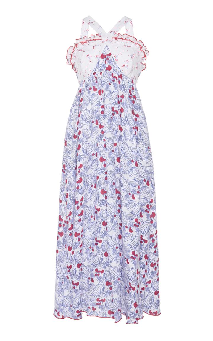 Gl Hrgel Printed Linen Halter Midi Dress