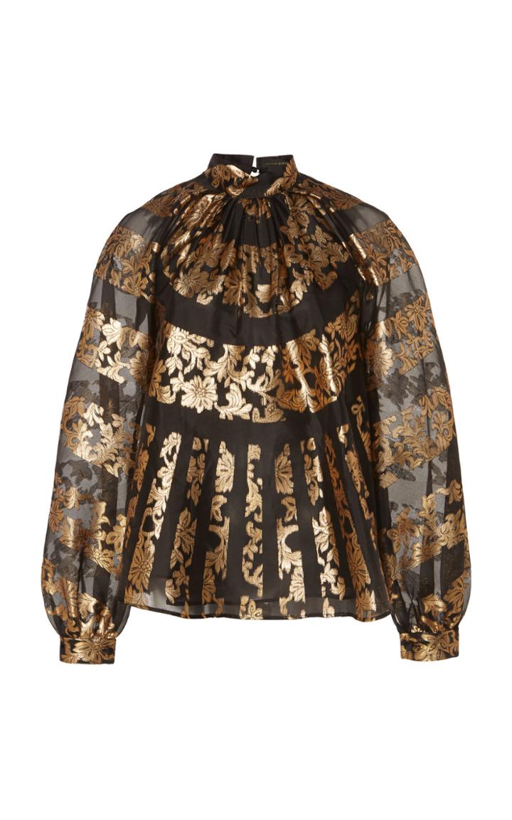 Zuhair Murad Hinode Striped Silk-blend Brocade Blouse