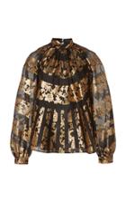 Zuhair Murad Hinode Striped Silk-blend Brocade Blouse