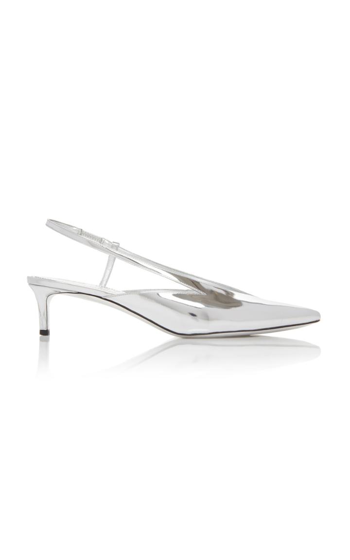Givenchy Metallic Glossed Leather Slingback Pumps