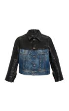 Moda Operandi R13 Siouxie Shrunken Leather And Denim Trucker Jacket