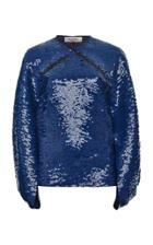 Moda Operandi Valentino Glittered Cape-effect Silk Top