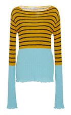 Moda Operandi Lanvin Striped Contrast Cotton-blend Knitted Top Size: Xs