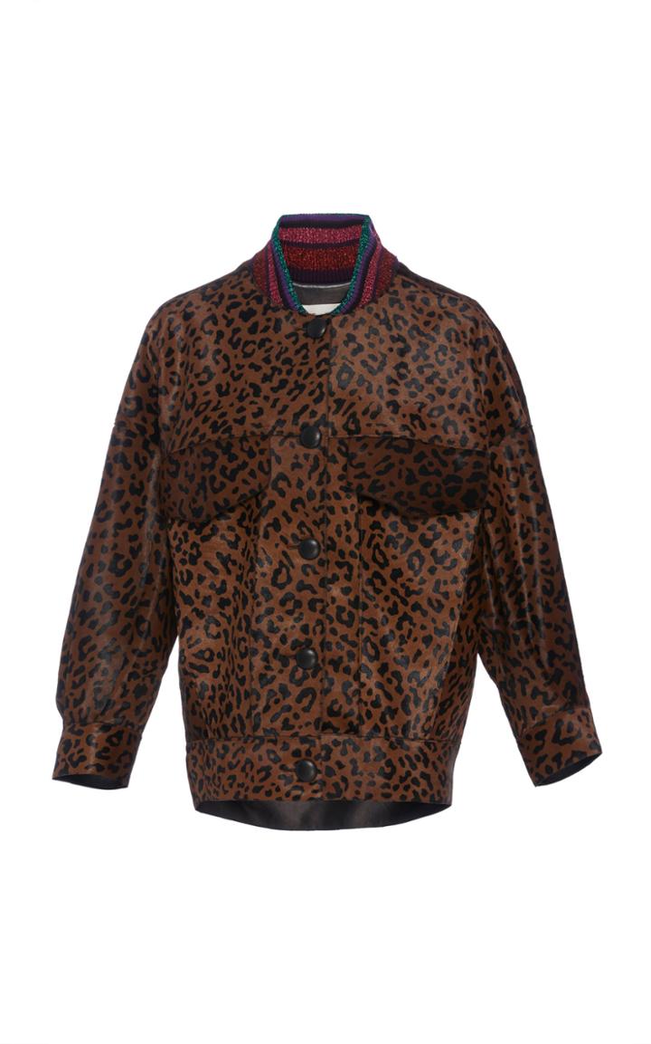 Diane Von Furstenberg Haircalf Bomber Jacket
