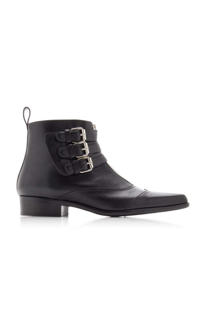 Tabitha Simmons Buckle-embellished Leather Ankle Boots