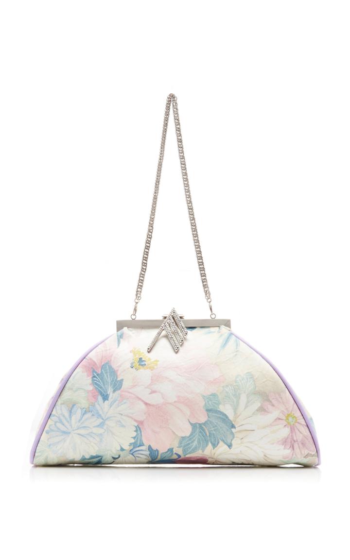 Attico Embellished Floral-print Cotton-twill Clutch