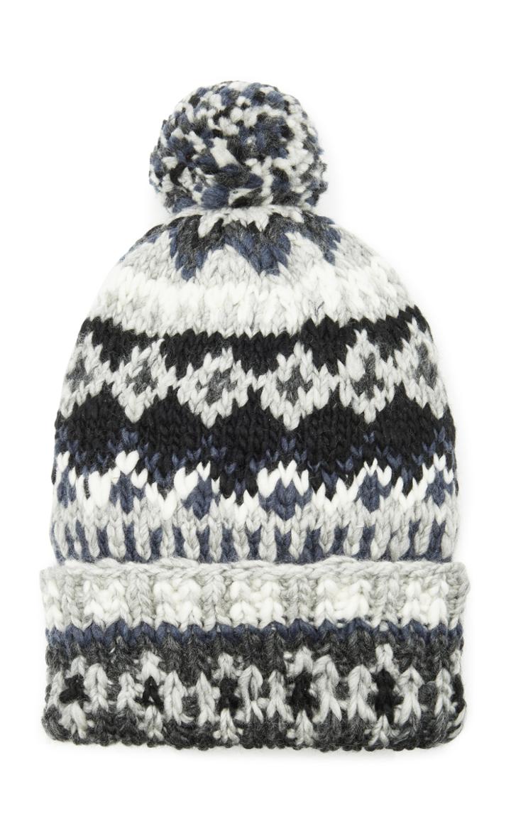 Chamula Fair Isle Grey Wool Beanie