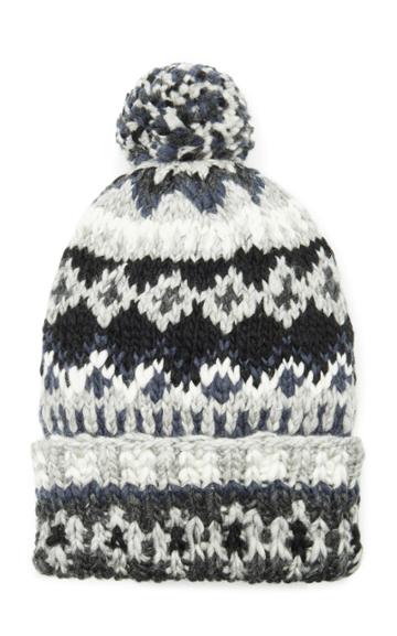 Chamula Fair Isle Grey Wool Beanie