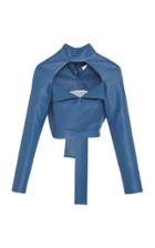 Matriel Faux Leather Long Sleeve Crop Top