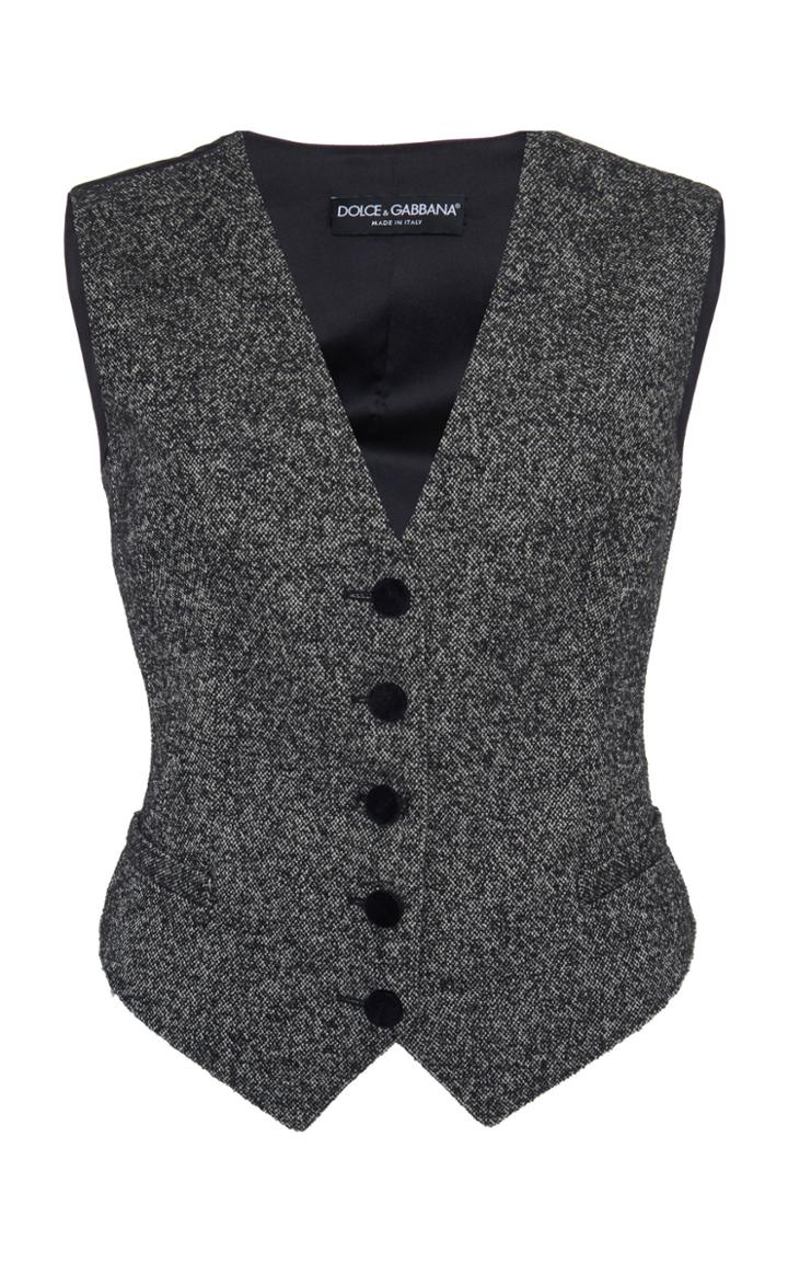 Dolce & Gabbana Tweed Satin Back Vest