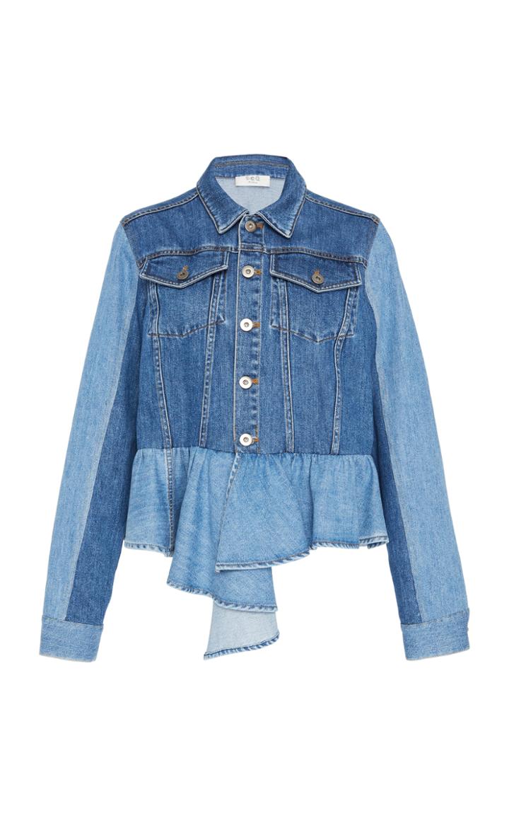 Sea Two-tone Denim Peplum Jacket