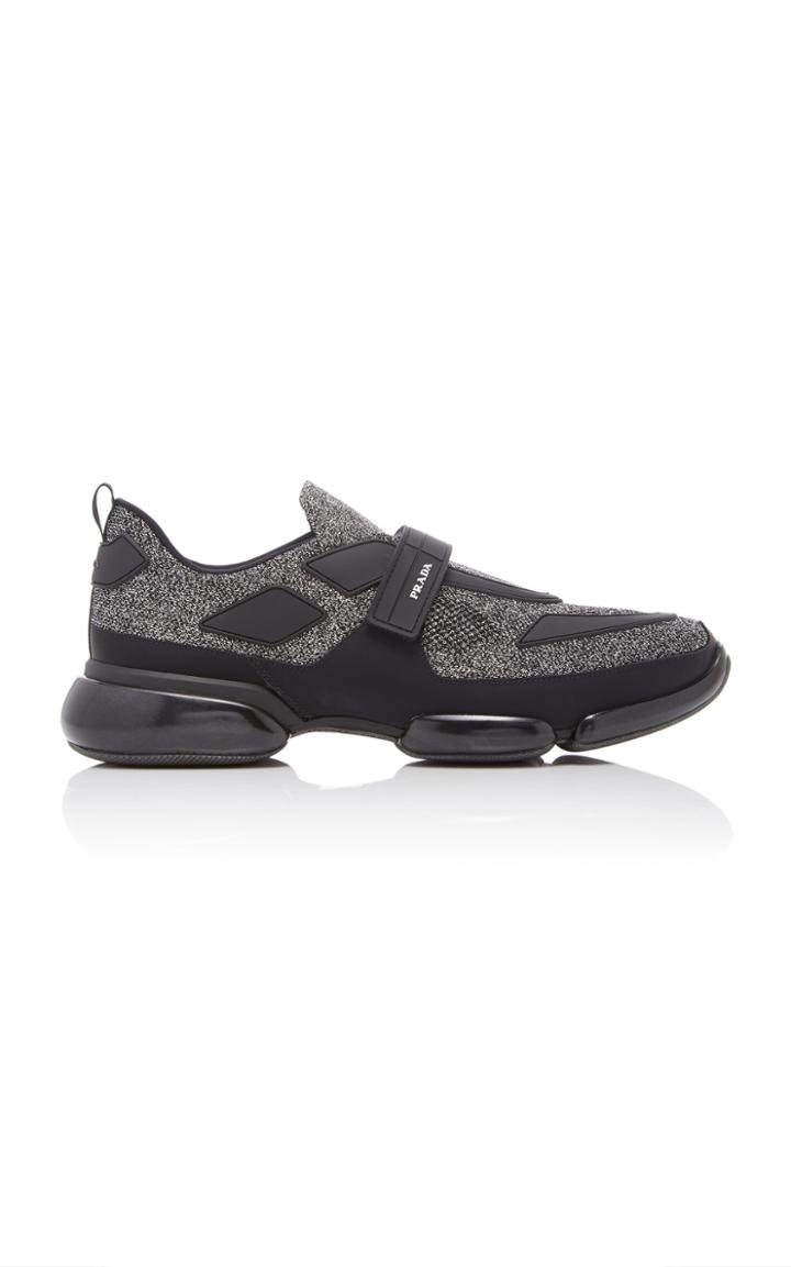 Prada Two-tone Stretch-knit Sneakers