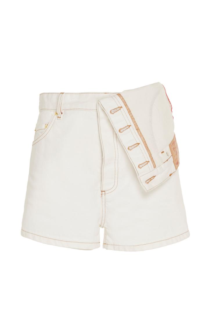 Moda Operandi Y/project Asymmetric Denim Mid-rise Shorts Size: 34