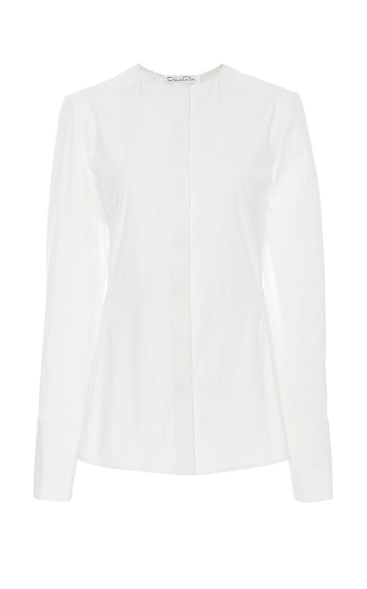 Oscar De La Renta Jewel-neck Button-up Top