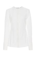 Oscar De La Renta Jewel-neck Button-up Top