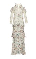 Vilshenko The Annabelle Print Jacquard Tiered Full Length Dress