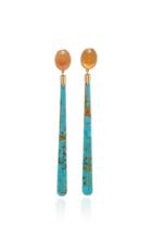 Guita M 18k Gold Turquoise And Fire Opal Drop Earrings