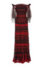 Alexandra Vidal Off The Shoulder Hand Beaded Gown