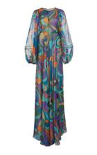 Moda Operandi Alberta Ferretti Multicolor Printed Chiffon L/s Gown Size: 36