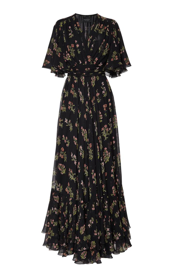 Giambattista Valli Floral-print Silk-pliss Maxi Dress